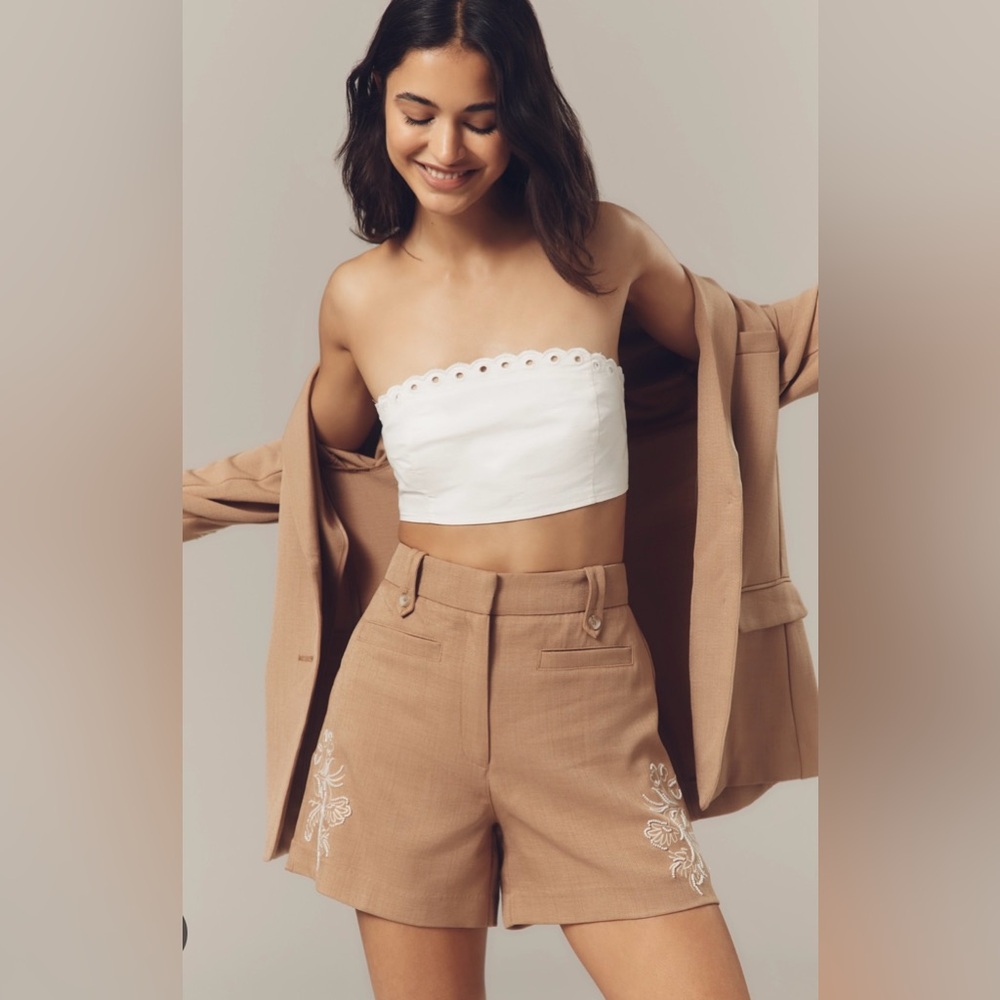Sam Edelman Noa High-Rise Embroidery Shorts